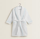 Shawl Collar Cotton Bath Robe with Border Embroidery