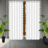 Ashley 400TC Sateen Cotton Traingle Embroidery Curtain (Set Of 2)