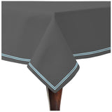 Double Embroidery Border Sateen Cotton Solid Table Cloth - Dark Grey