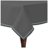 Single Embroidery Border Sateen Cotton Solid Table Cloth - Dark Grey
