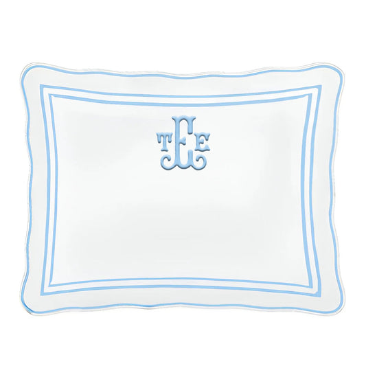Monogram 400TC Wavy Embroidery & Border Cotton Sateen Solid Pillow Sham