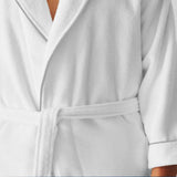 Shawl Collar Cotton Bath Robe with Border Embroidery