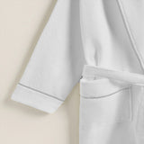 Shawl Collar Cotton Bath Robe with Border Embroidery