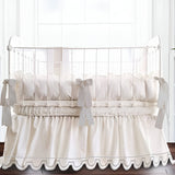 U Shape Scallop Embroidery Cotton Gathered Crib Skirt