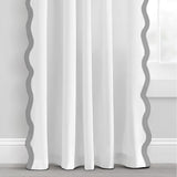 400TC Applique Scalloped Embroidery Cotton Curtain (Set Of 2)