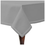 Double Embroidery Border Sateen Cotton Solid Table Cloth - Light Grey