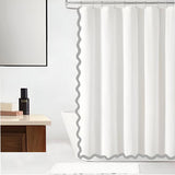 Scallop Thick Banded Cotton Shower Curtain