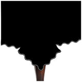 Scallop Embroidery Sateen Cotton Solid Table Cloth - Black
