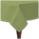 Single Embroidery Border Sateen Cotton Solid Table Cloth - Sage