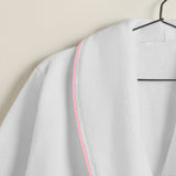 Shawl Collar Cotton Bath Robe with Border Embroidery