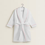 Shawl Collar Cotton Bath Robe with Border Embroidery