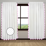 Allena Cotton Microcheck Scallop Embroidery Curtain (Set Of 2)