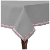 Double Embroidery Border Sateen Cotton Solid Table Cloth - Light Grey