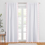 400TC Reverse U Shape Embroidery Cotton Solid Curtain (Set Of 2)