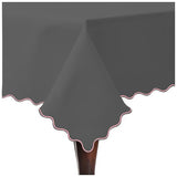 Scallop Embroidery Sateen Cotton Solid Table Cloth - Dark Grey
