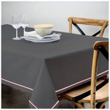 Single Embroidery Border Sateen Cotton Solid Table Cloth - Dark Grey
