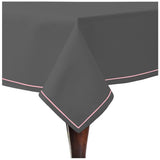 Single Embroidery Border Sateen Cotton Solid Table Cloth - Dark Grey