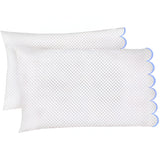 Allena 400TC Cotton Scallop Embroidery Sateen Microcheck Pillowcases (Set Of 2)