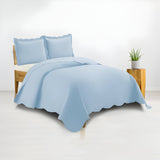 400TC Cotton Sateen Solid Scalloped Duvet Cover Set