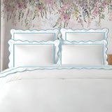 400TC Cotton Scallop Embroidery & Border Sateen Solid Duvet Cover Set
