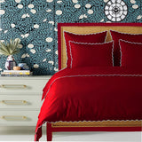 Burgundy 400TC Cotton Small Scallop Embroidery Duvet Cover Set