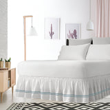 400TC Sateen Solid Cotton Double Embroidered Wrap Around Bed Skirt