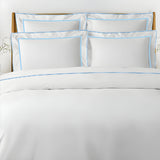 400TC Embroidery & Border Cotton Sateen Solid Duvet Cover Set