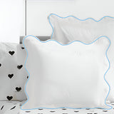 400TC Cotton Scallop Embroidery Sateen Solid Euro Sham