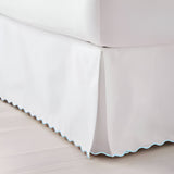 400TC Sateen Solid Cotton Scallop Embroidery Tailored Bed Skirt