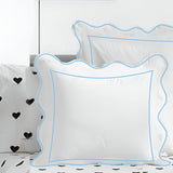 400TC Cotton Scallop Embroidery & Border Sateen Solid Euro Sham