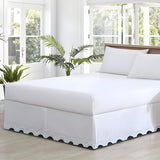 400TC Zig & Zag U Shape Solid Cotton Scallop Embroidery Tailored Bed Skirt