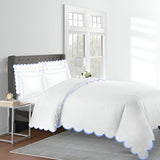 Allena 400TC Cotton Scallop Embroidery Sateen Solid Duvet Cover Set