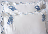 Seahorse Embroidered Cotton Sateen Duvet Cover Set