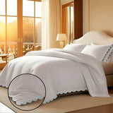 400TC U Shape Scallop Embroidery Cotton Duvet Cover Set