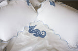 Seahorse Embroidered Cotton Sateen Duvet Cover Set
