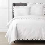 Allena 400TC Cotton Scallop Embroidery Sateen Solid Duvet Cover Set