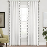 400TC Applique Scalloped Embroidery Cotton Curtain (Set Of 2)