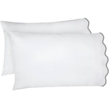 400TC Cotton Scallop Embroidery Sateen Solid Pillowcases (Set Of 2)
