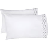 400TC Double Wavy Embroidered Cotton Pillowcases (Set of 2)