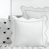 400TC Cotton Scallop Embroidery & Border Sateen Solid Euro Sham