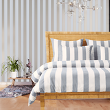 400TC Stripe Border Frame Cotton Sateen Duvet Cover Set
