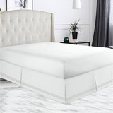 400TC Sateen Solid Cotton Triple Embroidered Tailored Bed Skirt