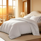 400TC U Shape Scallop Embroidery Cotton Duvet Cover Set