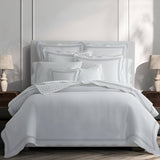400TC Wavy Embroidery & Border Cotton Sateen Solid Duvet Cover Set