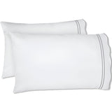 400TC Wavy Embroidery & Border Cotton Sateen Solid Pillowcases (Set Of 2)