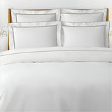 400TC Embroidery & Border Cotton Sateen Solid Duvet Cover Set