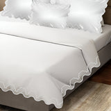 Imaginary Scallop 400TC Cotton Embroidery Sateen Solid Duvet Cover Set