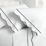 400TC Cotton Scallop Embroidery & Border Sateen Solid Pillowcases (Set Of 2)