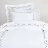 Double Wavy Embroidered Cotton Duvet Cover Set