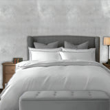 400TC Embroidery Cotton Sateen Solid Duvet Cover Set
